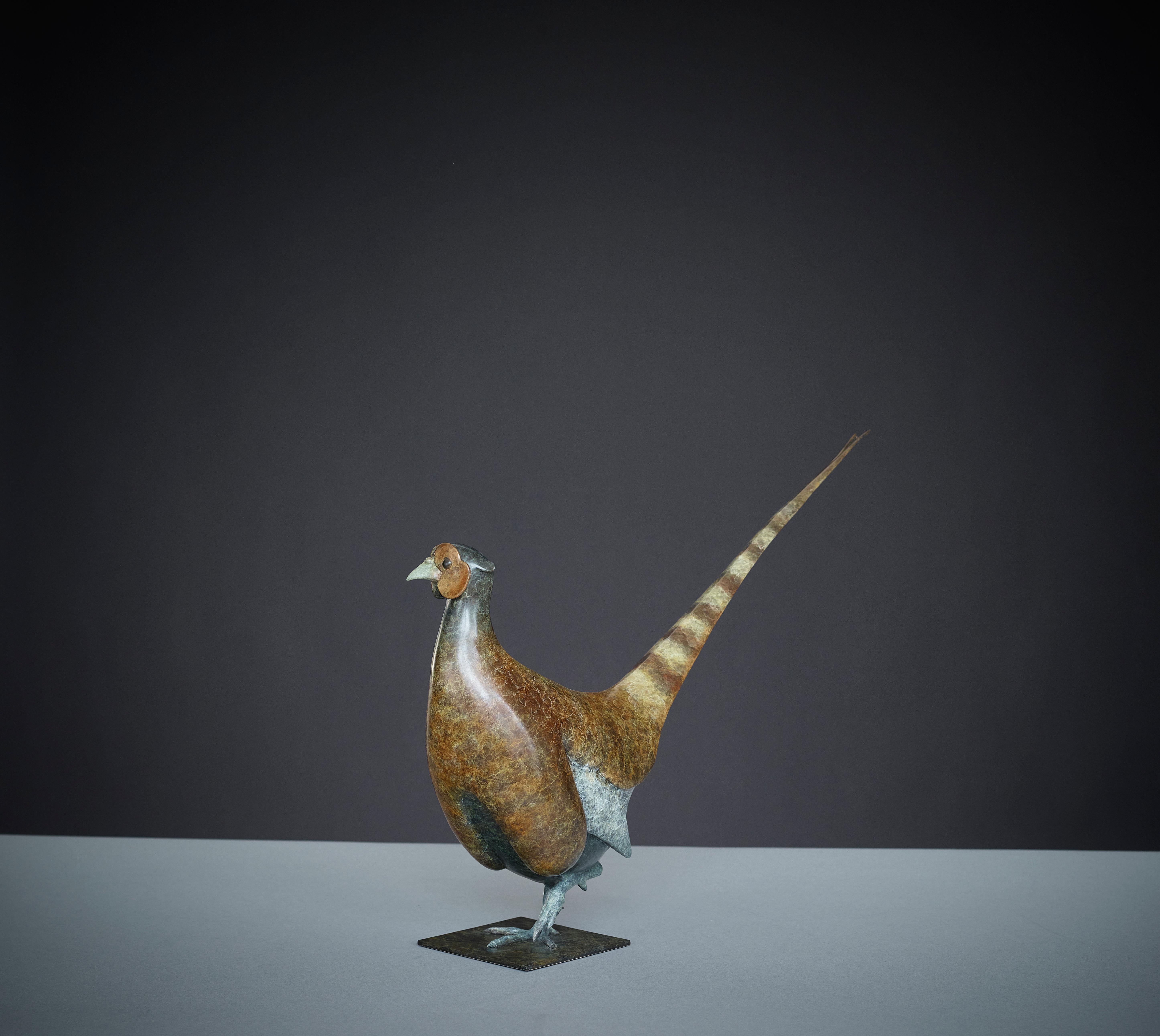 Contemporary Bronze Wildlife Sculpture 'Cock Pheasant' by Richard Smith - Gold Still-Life Sculpture by Richard Smith b.1955