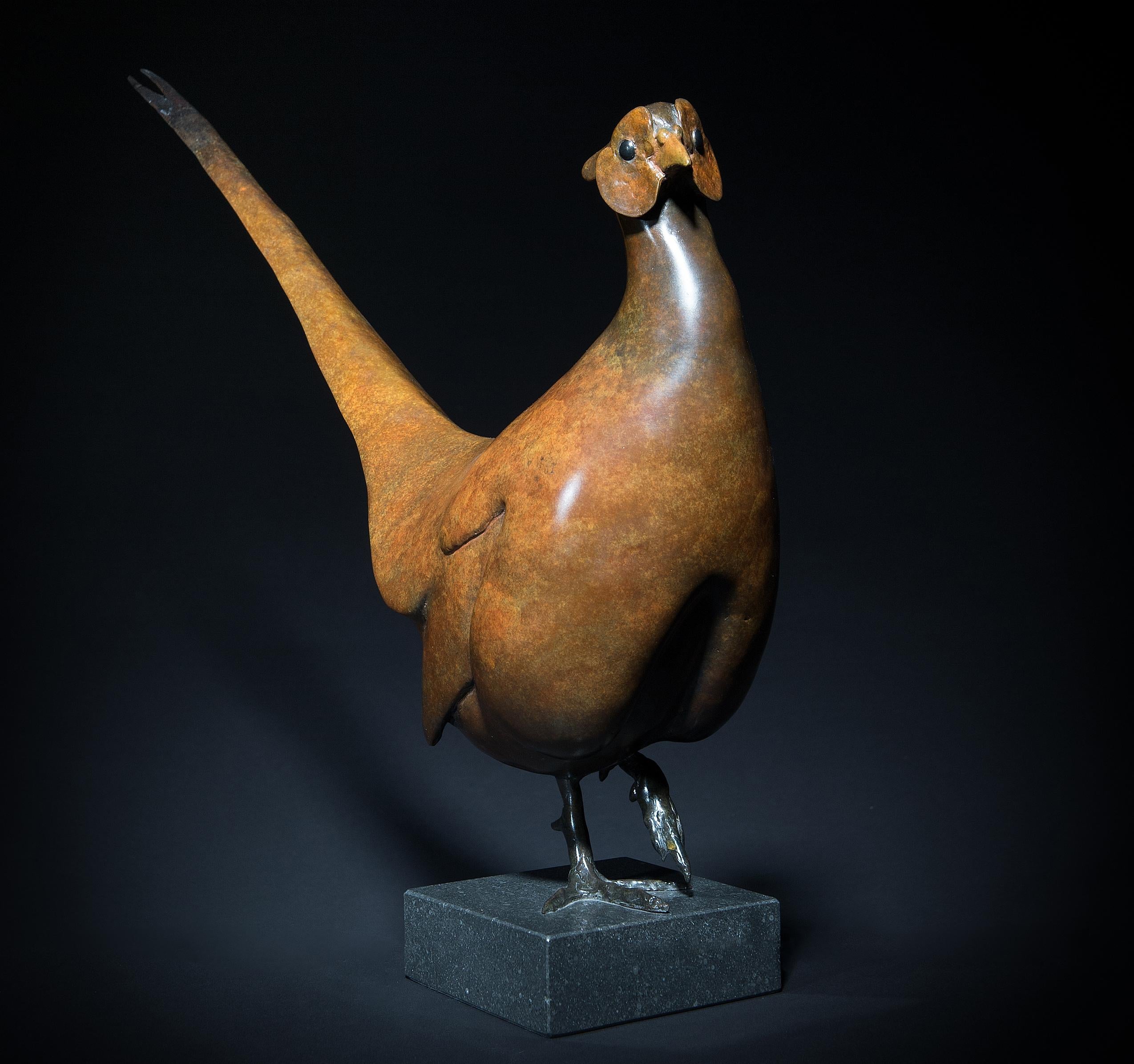 Contemporary Bronze Wildlife Sculpture 'Cock Pheasant' by Richard Smith