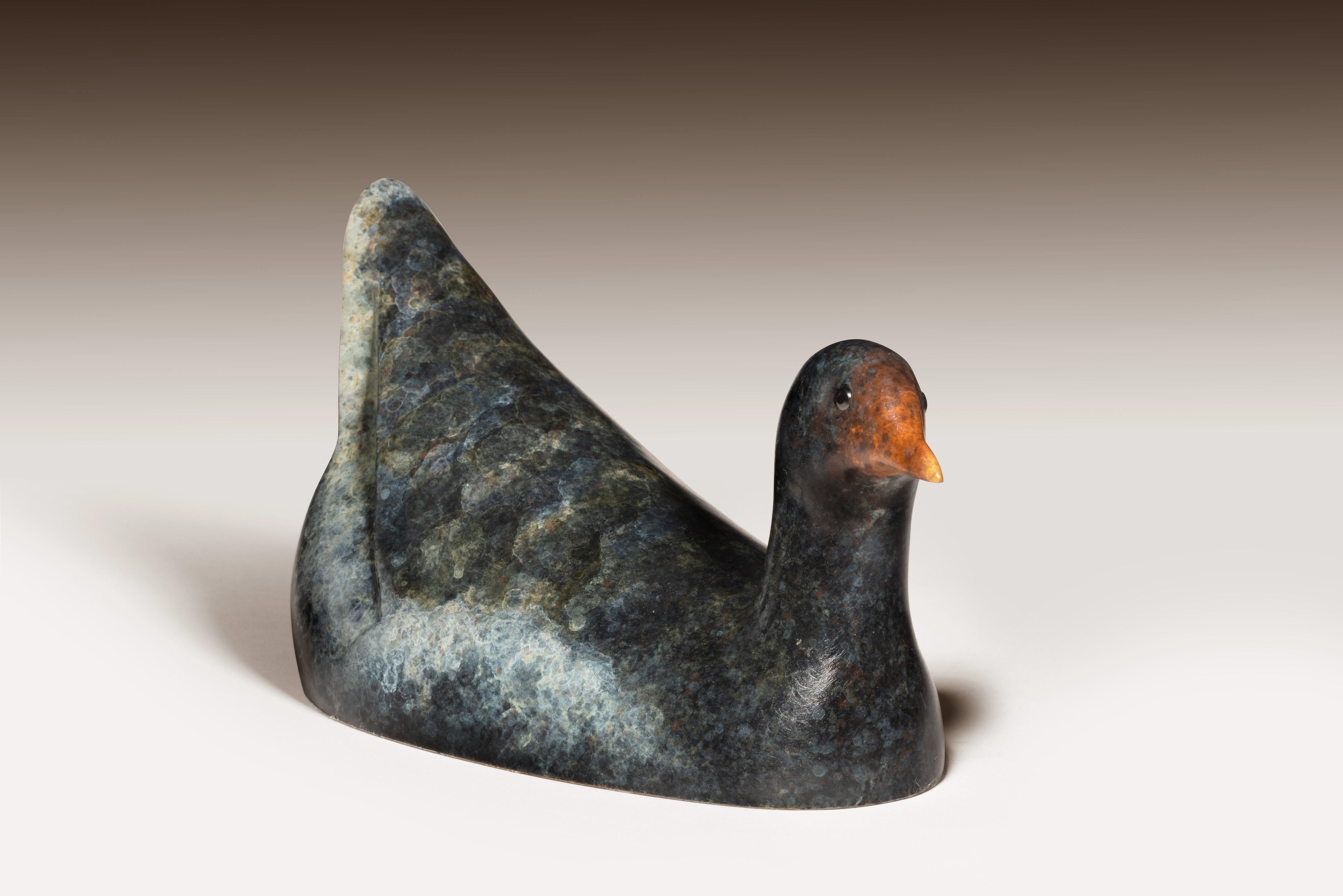 Contemporary Bronze Wildlife Sculpture 'Moorhen' by Richard Smith For Sale 2