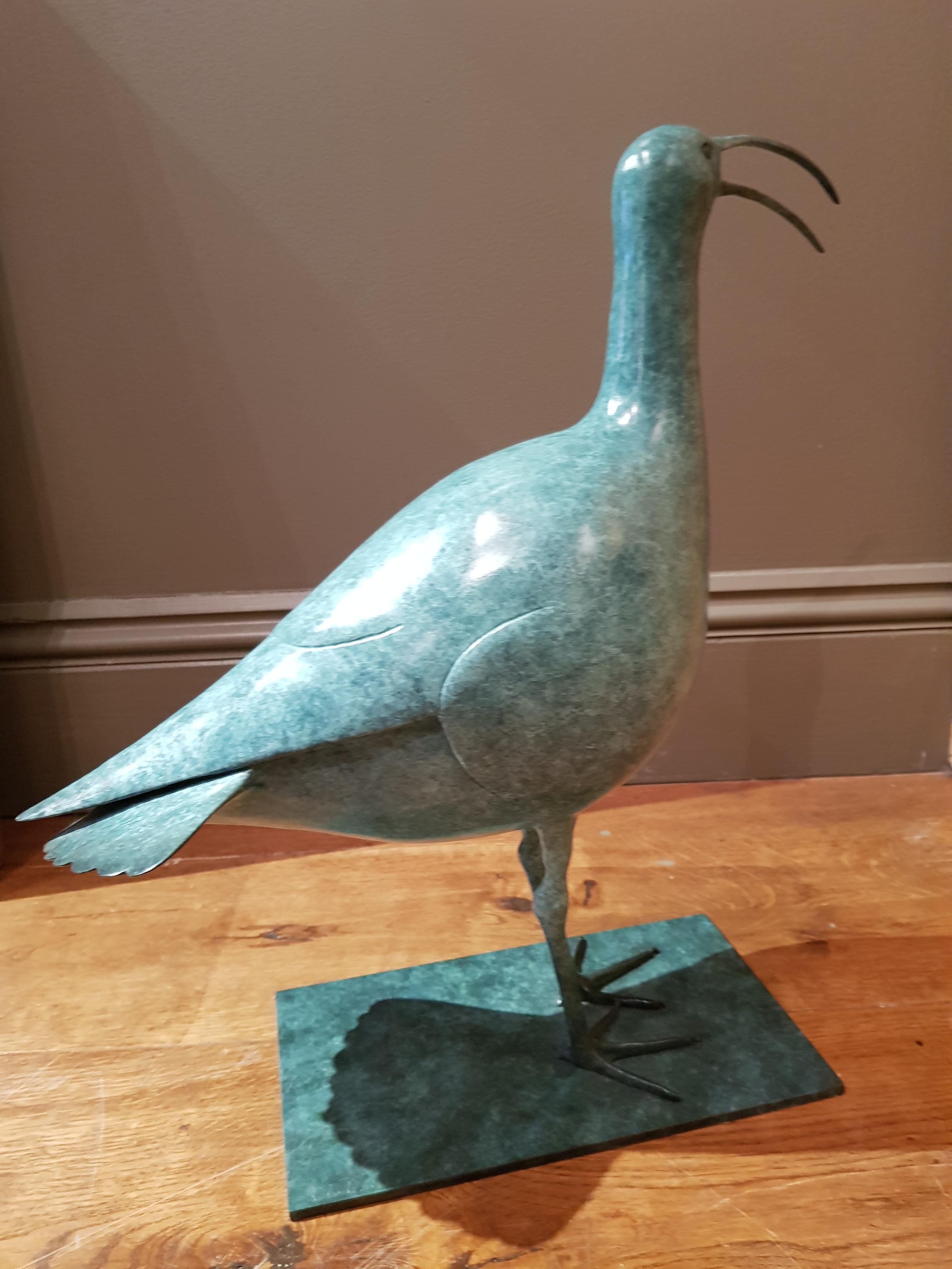 Sculpture contemporaine en bronze vert Appelant Callew, faune anglaise, oiseau d'eau en vente 2