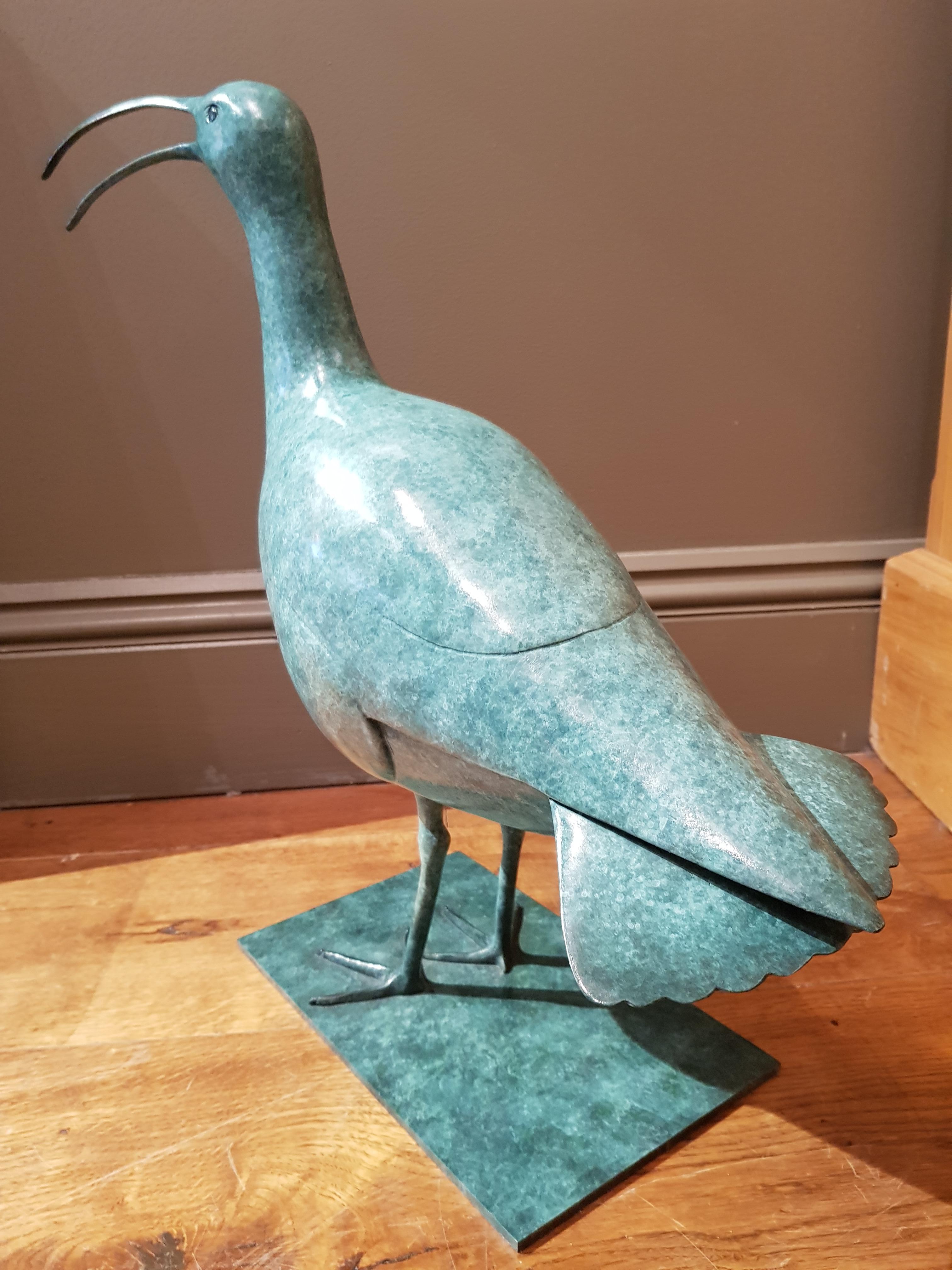 Sculpture contemporaine en bronze vert Appelant Callew, faune anglaise, oiseau d'eau en vente 3