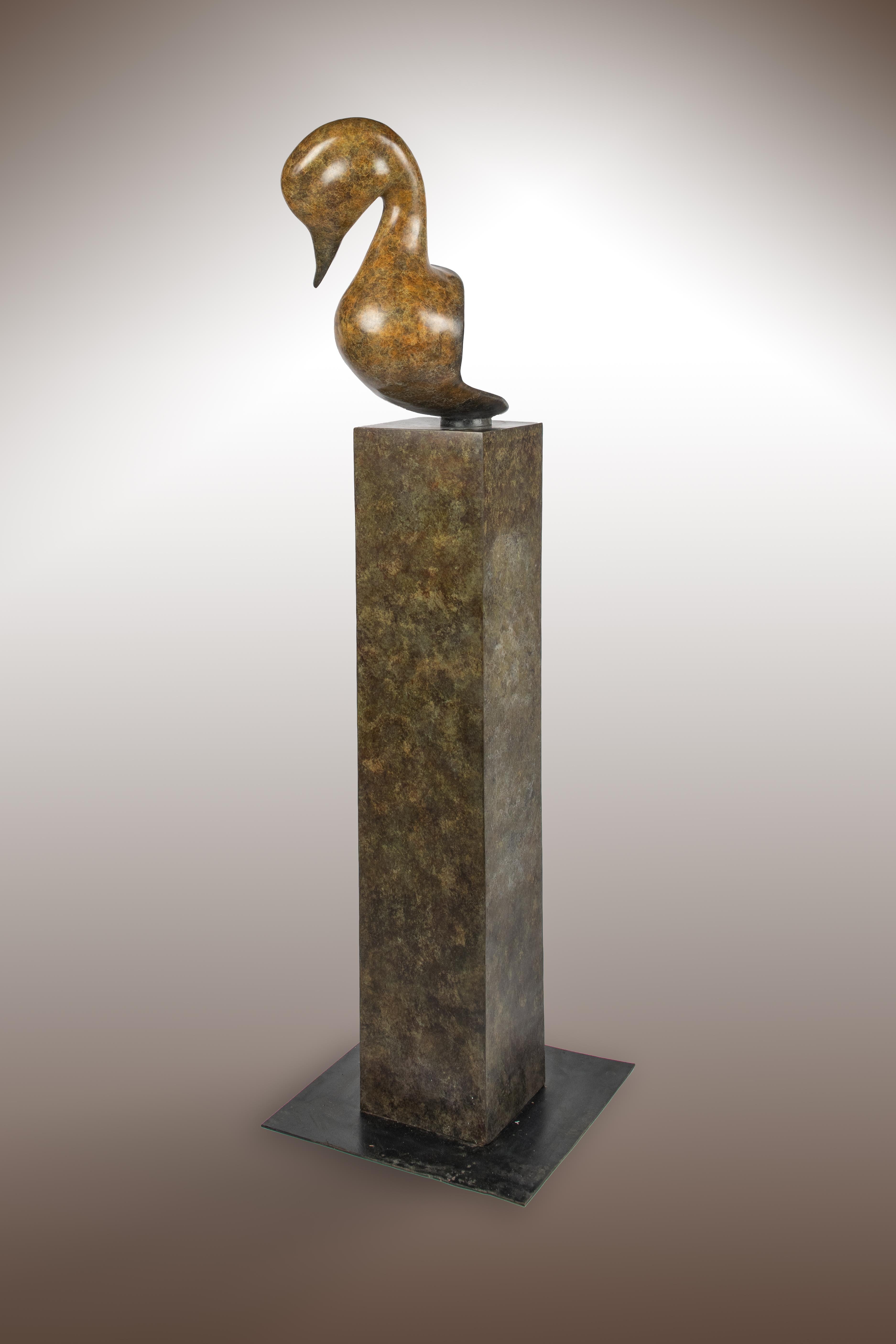 Contemporary large Bronze Wildlife Sculpture 'Pintail Head' by Richard Smith  - Gold Figurative Sculpture by Richard Smith b.1955