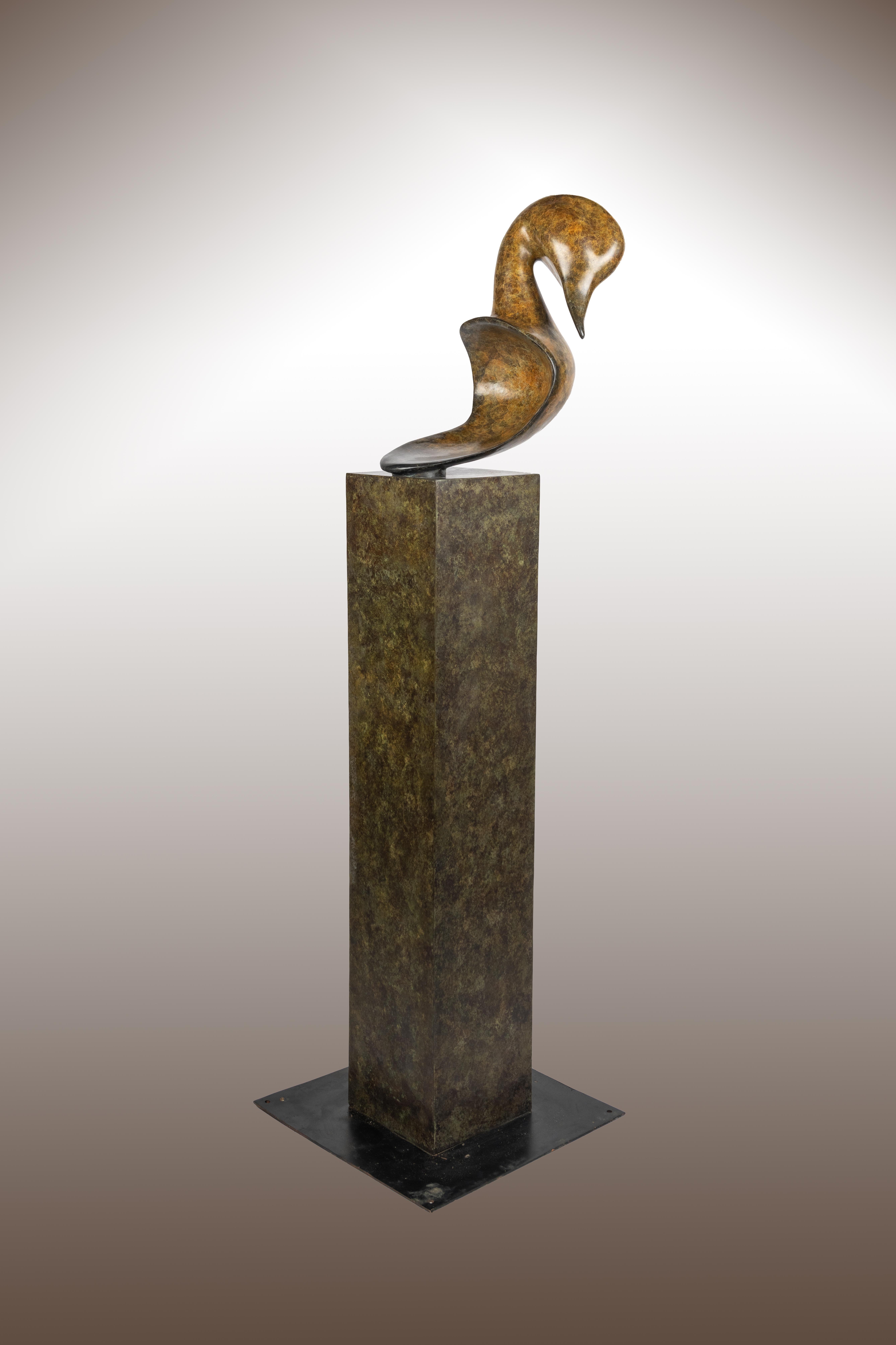 Grande sculpture contemporaine de faune en bronze « Tête de pique » de Richard Smith 