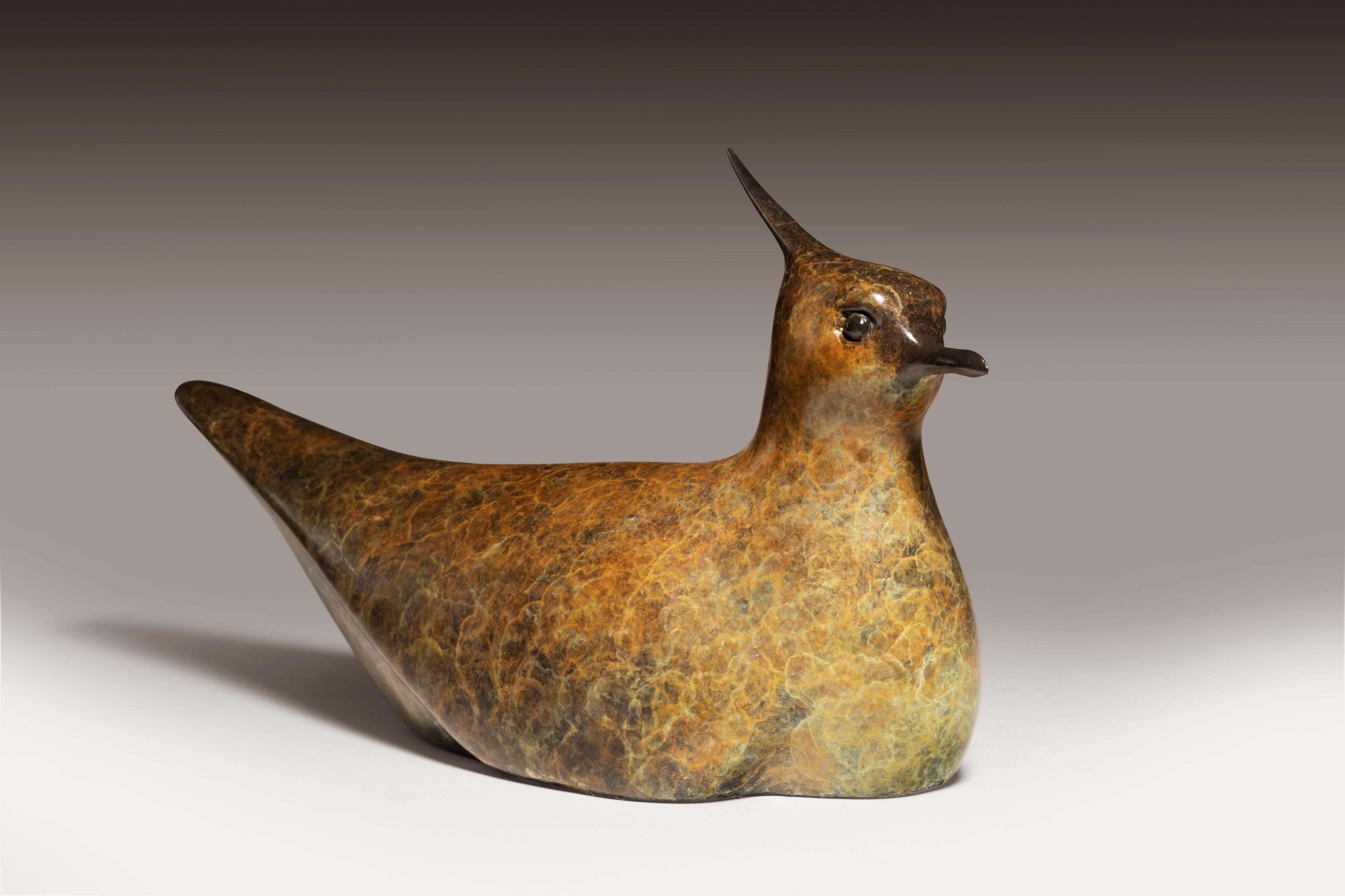 Sculpture contemporaine en bronze patiné brun d'un vanneau, oiseau, faune et flore en vente 2