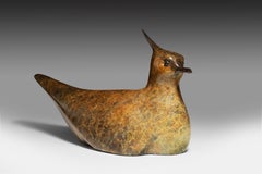 Contemporary Patinated Brown Bronze Sculpture of a Lapwing, bird, wildlife