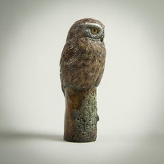 Contemporary Solid Bronze Wildlife Sculpture 'Little Owl' by Richard Smith
