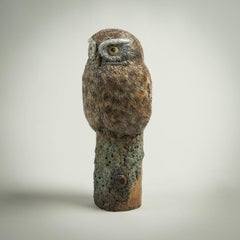 Contemporary Solid Bronze Wildlife Sculpture 'Little Owl' by Richard Smith