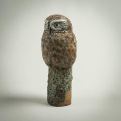 Sculpture contemporaine en bronze massif "Petit Hibou" par Richard Smith