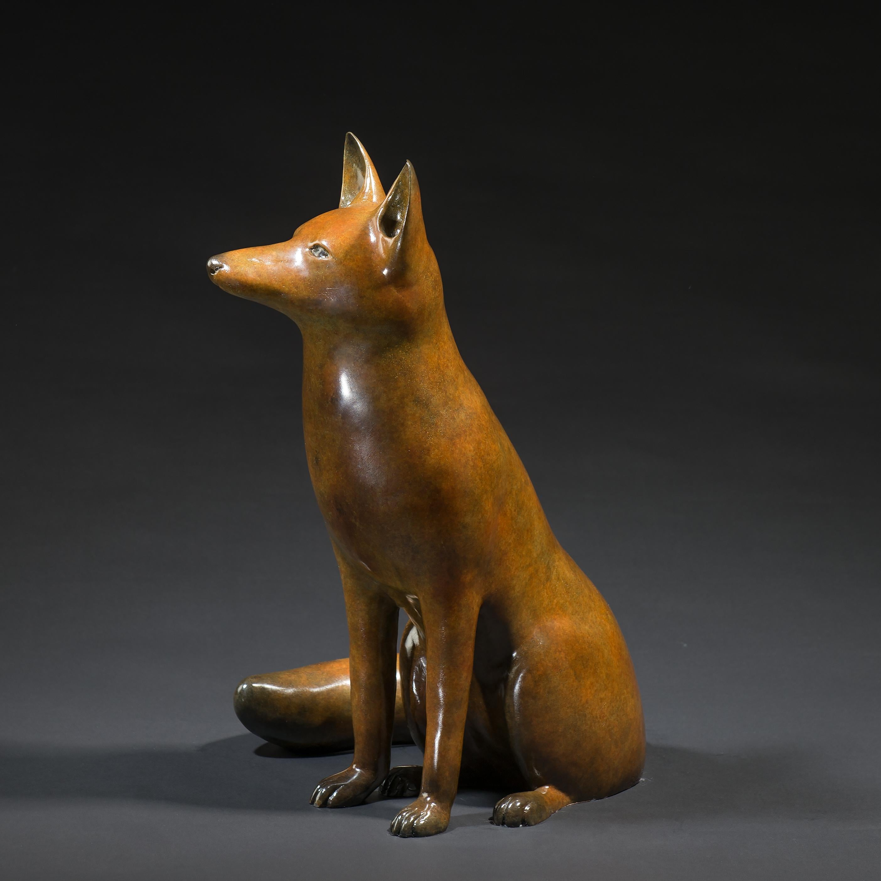 Contemporary Wildlife Bronze Patinated Fox Sculpture 'Vixen' by Richard Smith  - Gold Figurative Sculpture by Richard Smith b.1955