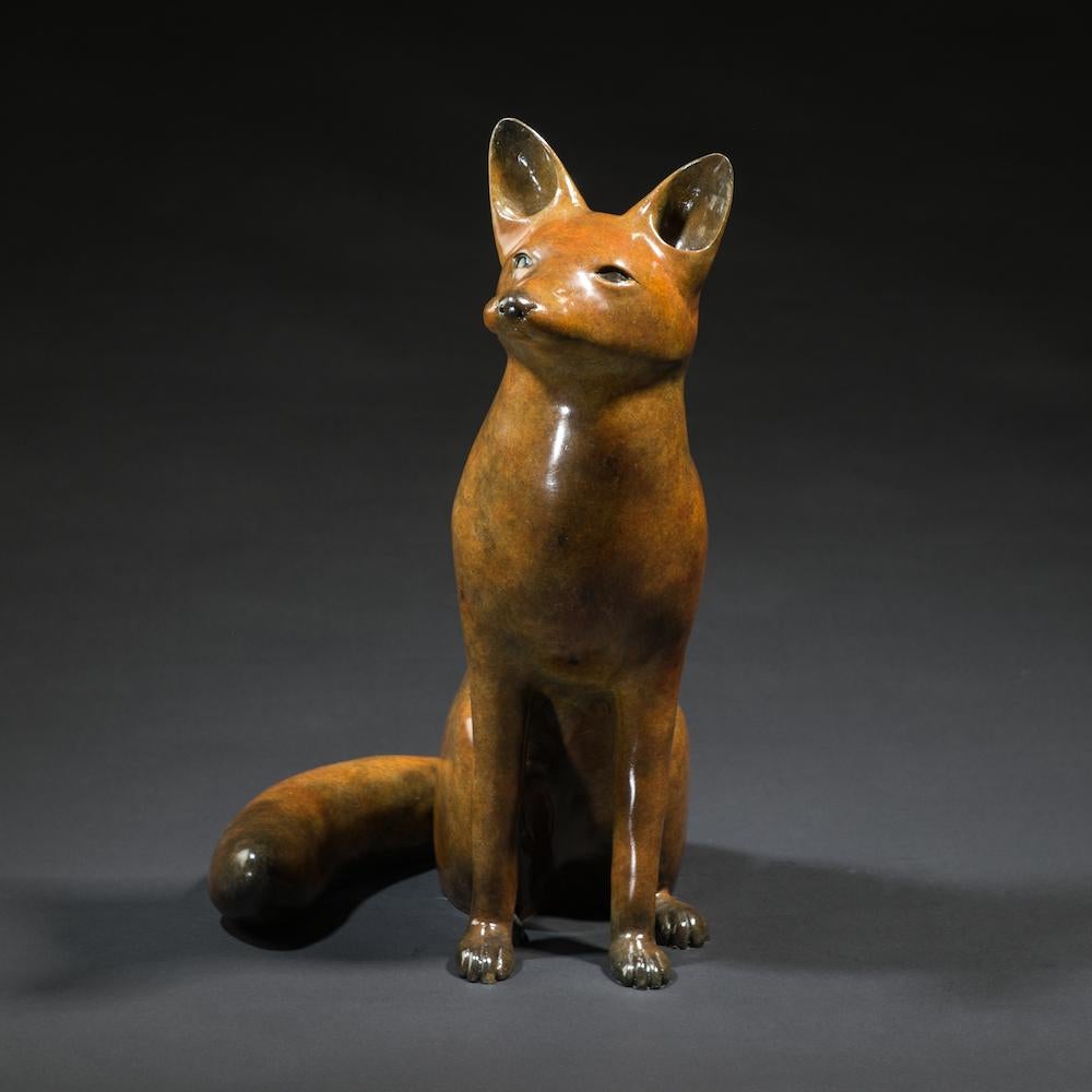 Richard Smith b.1955 Figurative Sculpture - Contemporary Wildlife Bronze Patinated Fox Sculpture 'Vixen' by Richard Smith 