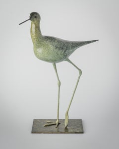 Contemporary Wildlife Bronze Patinated Green Sculpture 'Stilt' by Richard Smith 