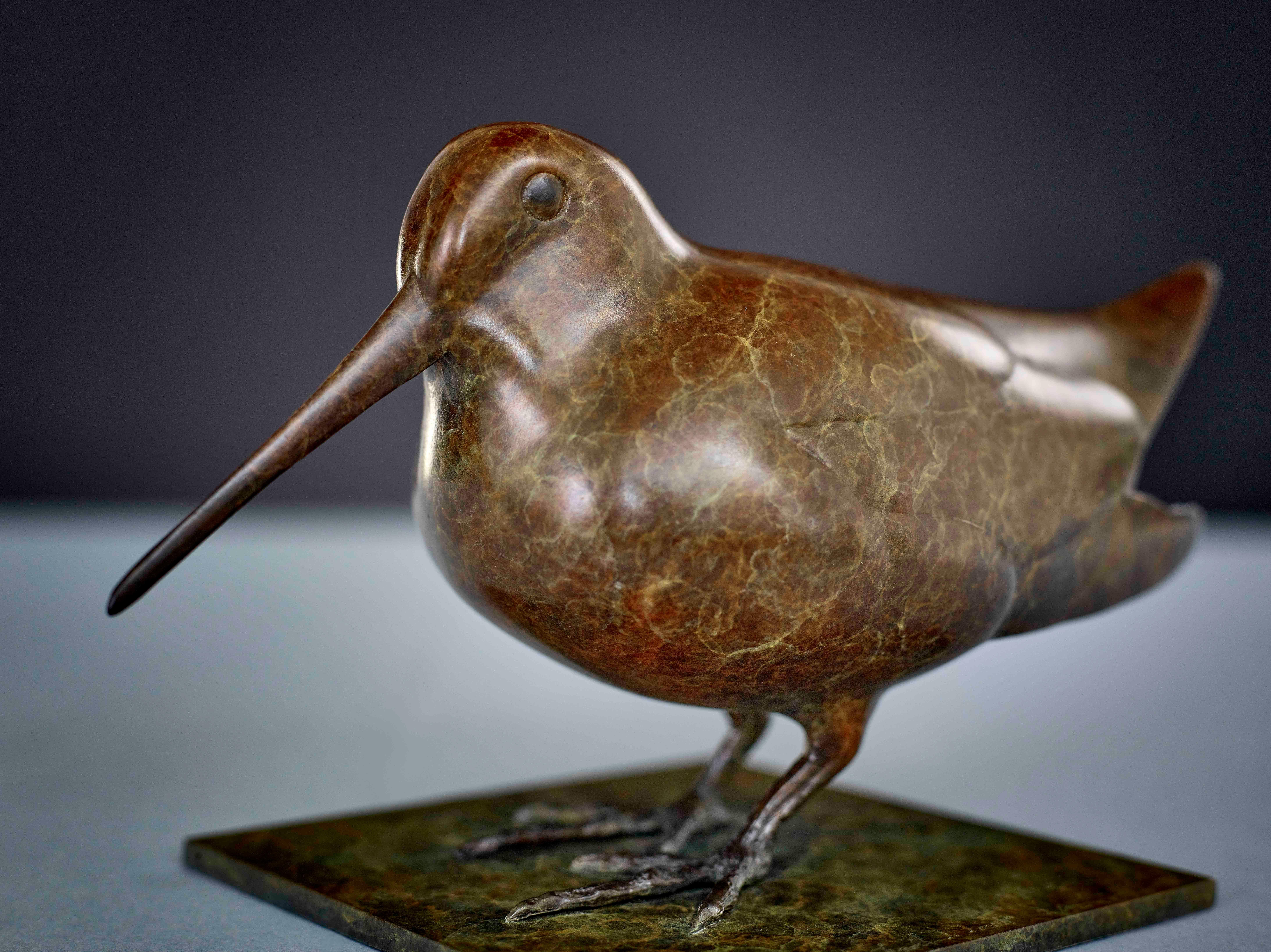 Sculpture contemporaine d'un oiseau d'eau, la bécasse, par Richard Smith  - Or Figurative Sculpture par Richard Smith b.1955