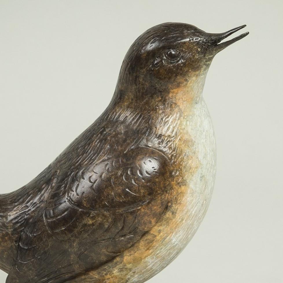 'Dipper' Solid Bronze Modern Bird Sculpture, British Wildlife & Nature  For Sale 1