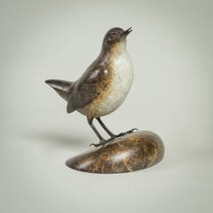 'Dipper' Solid Bronze Modern Bird Sculpture, British Wildlife & Nature 
