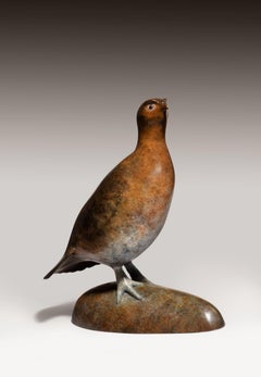 'Grouse' Contemporary Bronze Country Wildlife Bird Sculpture, patinated brown