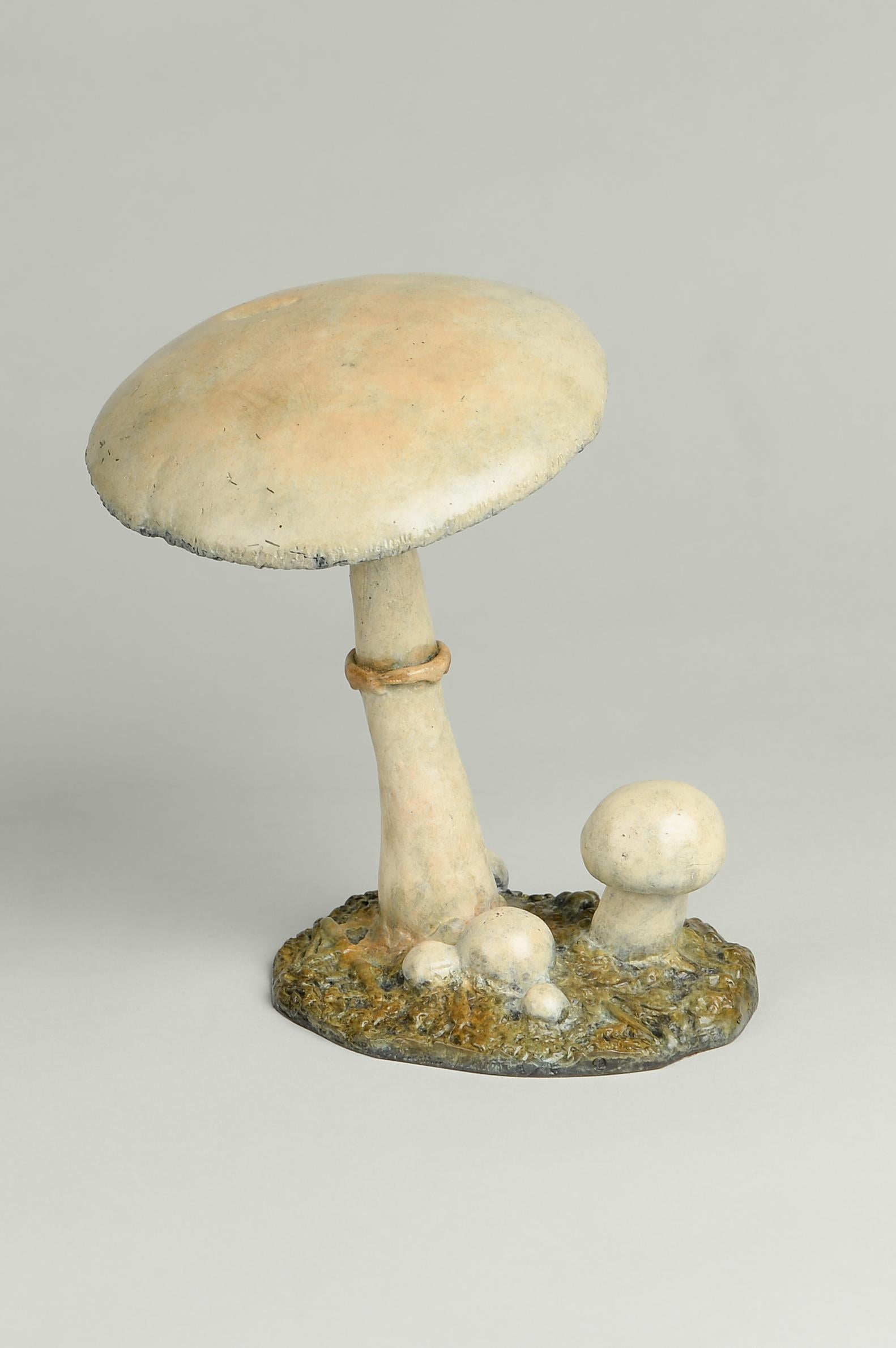 'Horse Mushroom' Contemporary desktop Bronze sculpture of mushrooms, white cream - Sculpture by Richard Smith b.1955