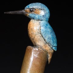 'Kingfisher' Solid Bronze British Wildlife & Nature Sculpture by Richard Smith