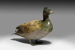 'Mallard' Contemporary Bronze Sculpture of a Duck, Green Wildlife & Nature 