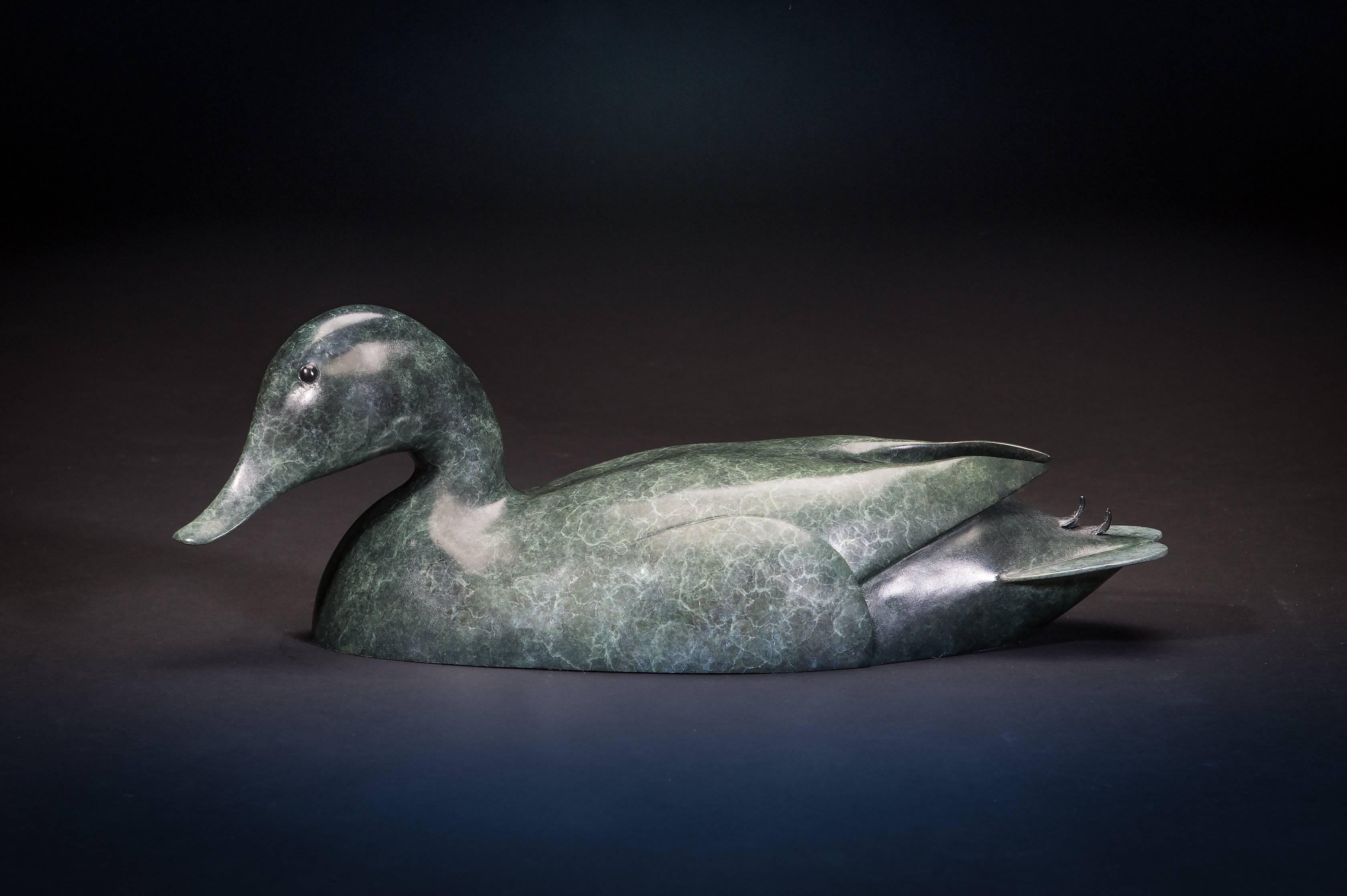 Jogen Chowdhury Flower Vase, Still Life, Bronze Plate, Green by