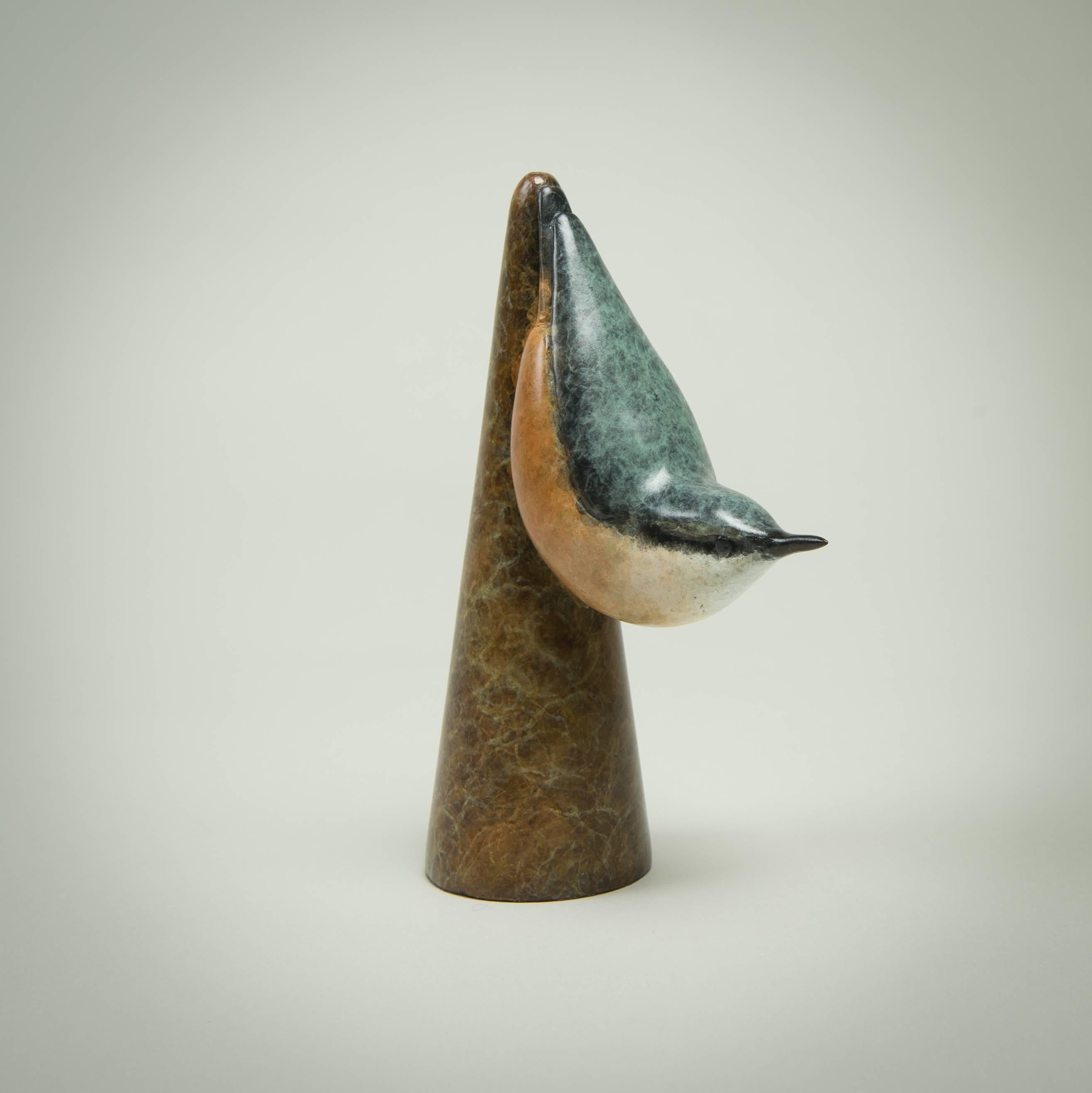 Richard Smith b.1955 Still-Life Sculpture - 'Nuthatch' Contemporary Bronze Bird Sculpture by Wildlife Artist Richard Smith