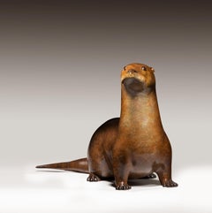 Sculpture originale en bronze "Pottering Otter" par Richard Smith
