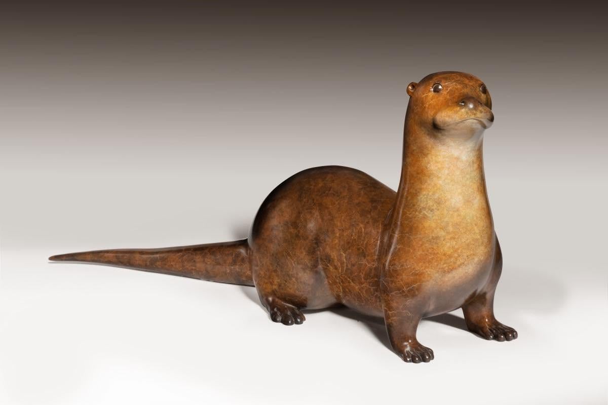 bronze otter sculpture