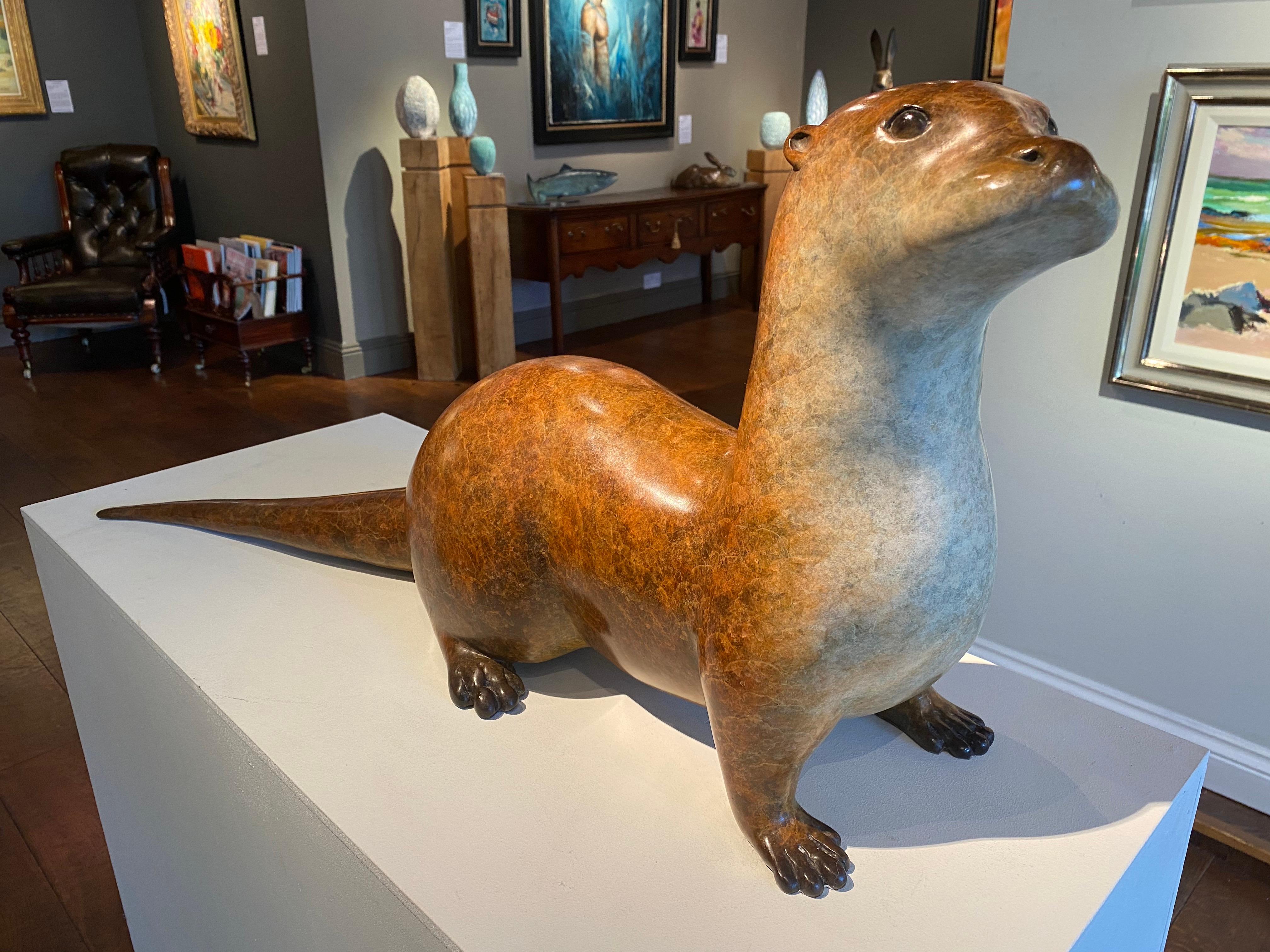 Original Bronze Wildlife Sculpture 'Pottering Otter' by Richard Smith  For Sale 1