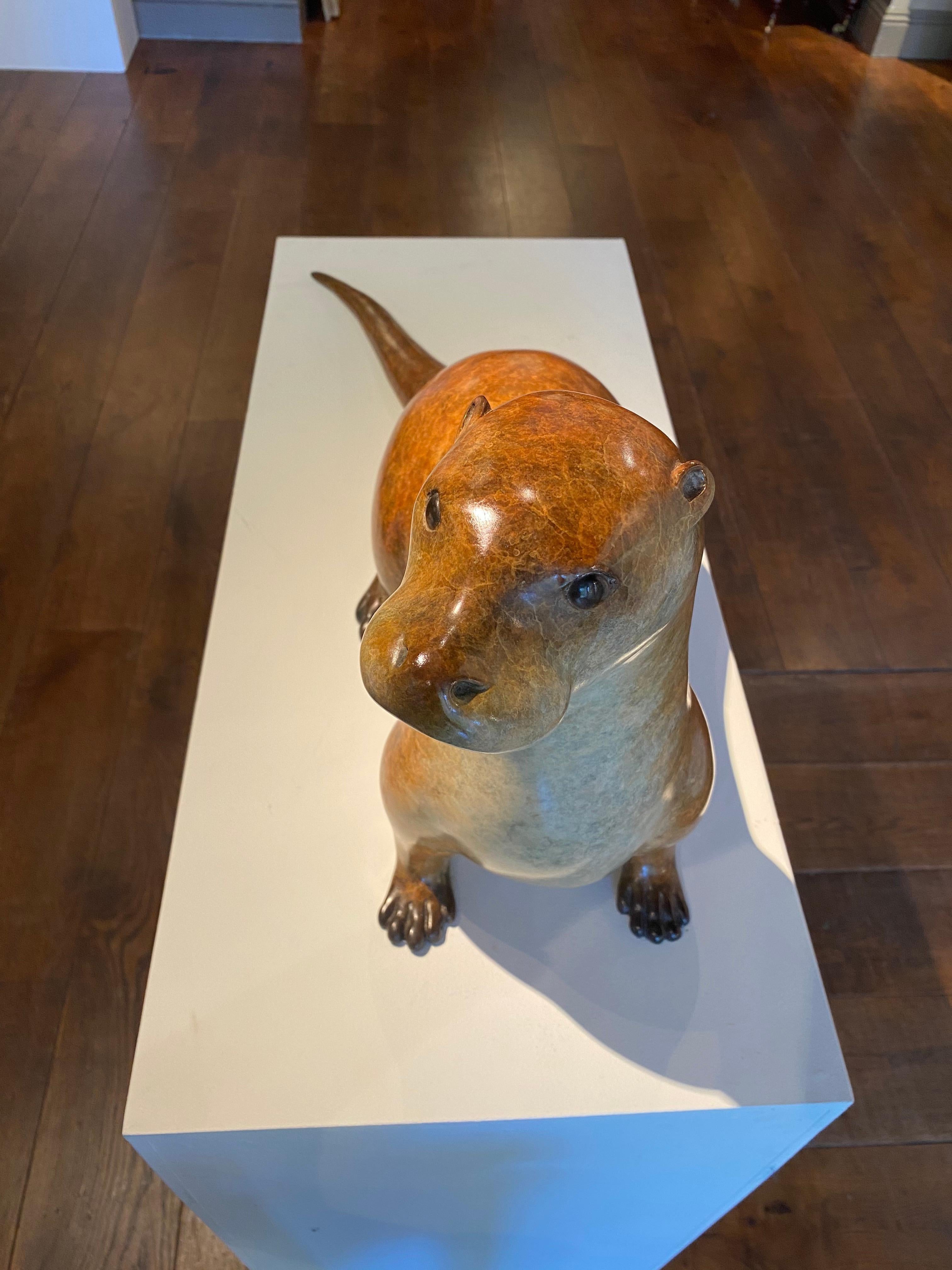 Original Bronze Wildlife Sculpture 'Pottering Otter' by Richard Smith  For Sale 2