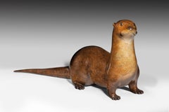 Used Original Bronze Wildlife Sculpture 'Pottering Otter' by Richard Smith 