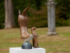 'Otter in Pursuit' Contemporary Bronze Animal Sculpture Nature & Wildlife