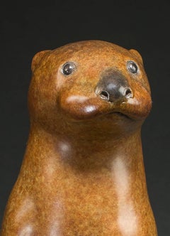 Sculpture moderne britannique de faune et de nature en bronze massif «tter Pup » de R Smith