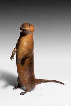 'Otter Pup' Solid Bronze Modern British Wildlife & Nature Sculpture by R Smith