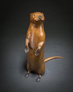 'Otter Pup' Solid Bronze Modern British Wildlife & Nature Sculpture by R Smith