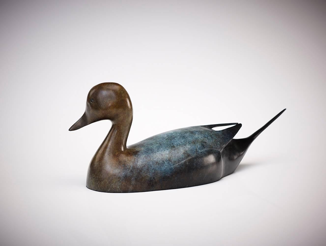 'Pintail Drake' British Wildlife & Nature Bronze Sculpture of a water duck For Sale 1