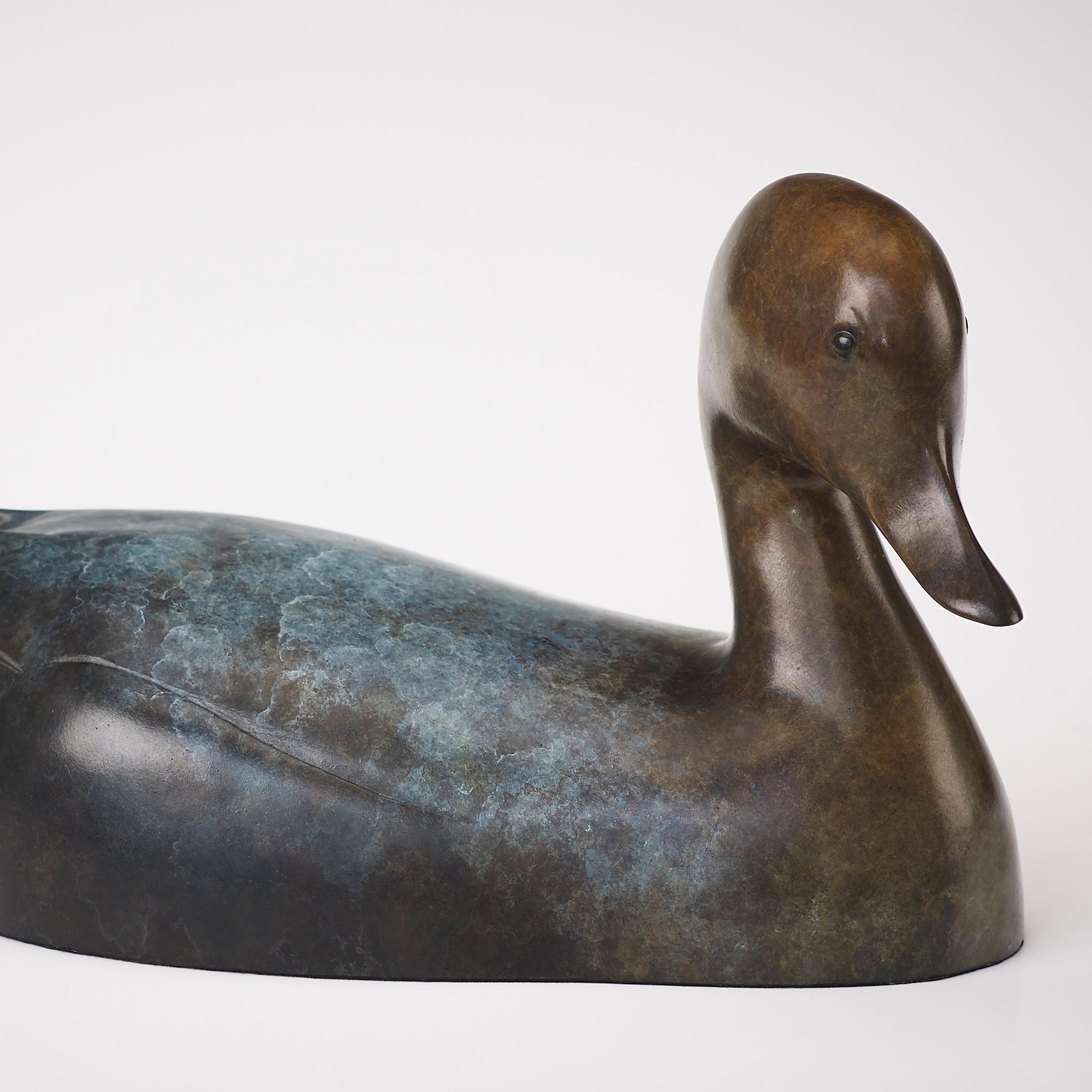 'Pintail Drake' British Wildlife & Nature Bronze Sculpture of a water duck 2