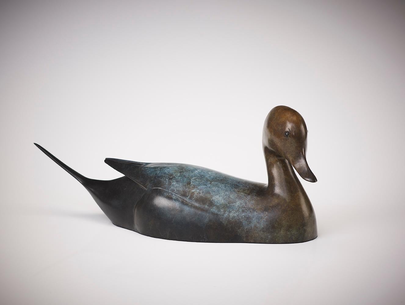 'Pintail Drake' British Wildlife & Nature Bronze Sculpture of a water duck 3