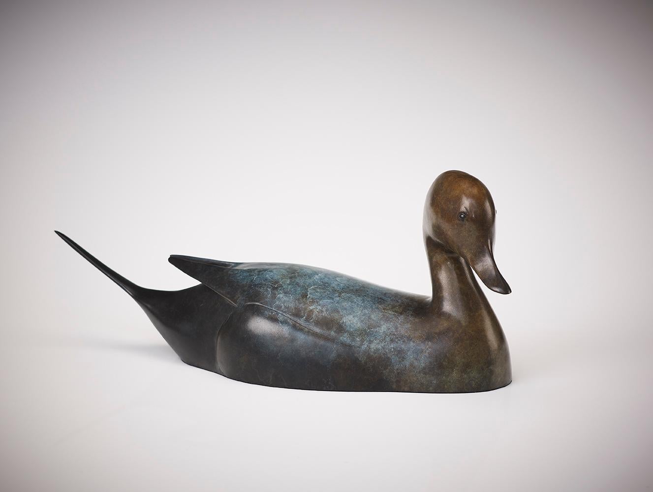 'Pintail Drake' British Wildlife & Nature Bronze Sculpture of a water duck For Sale 4