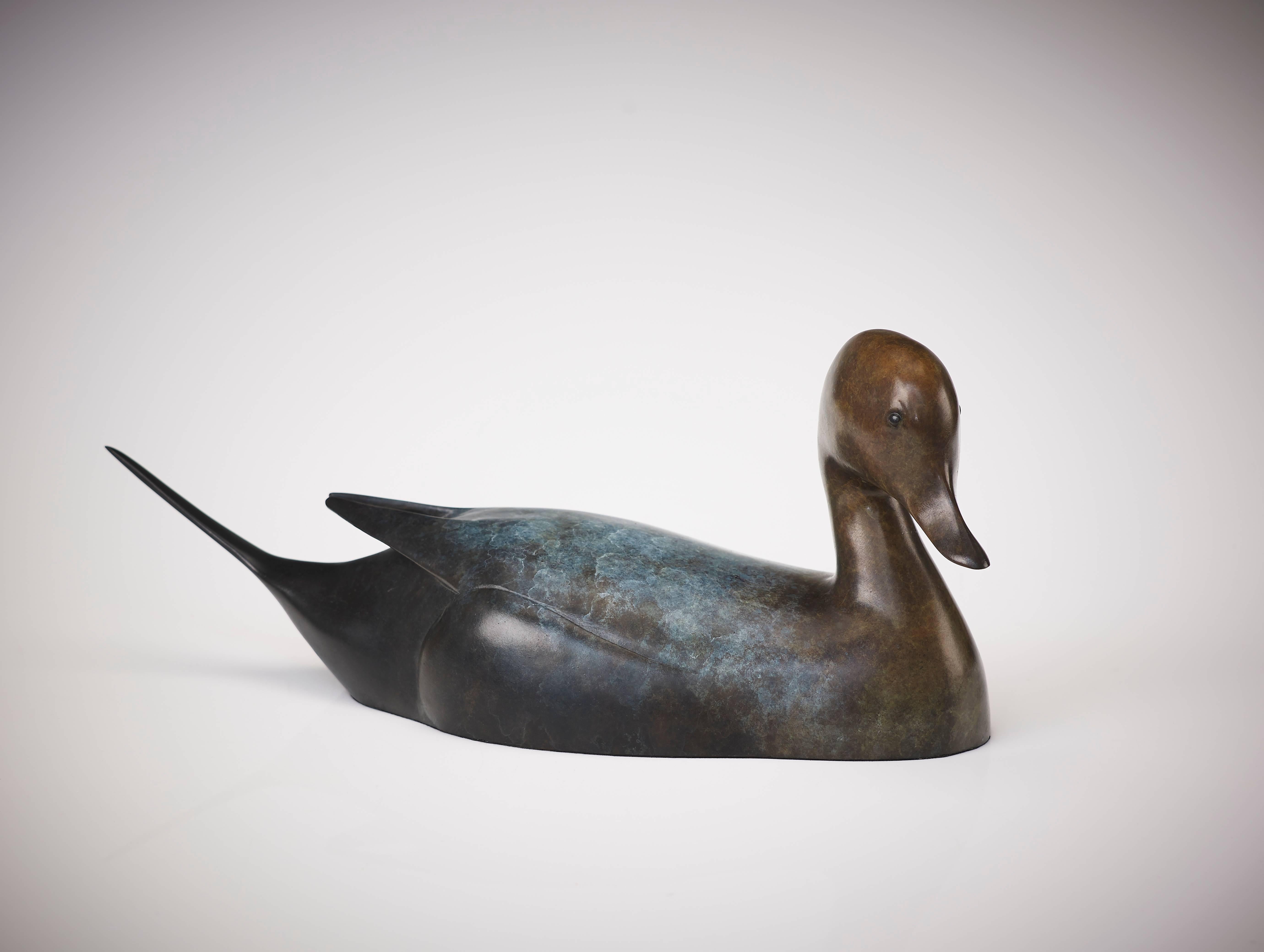Richard Smith b.1955 Still-Life Sculpture - 'Pintail Drake' British Wildlife & Nature Bronze Sculpture of a water duck