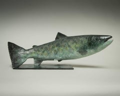 'Salmon' Contemporary Bronze Sculpture, Fish Modern British Wildlife & Nature 