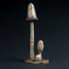 Shaggy ink Cap & Parasol Mushroom, bronze sculpture