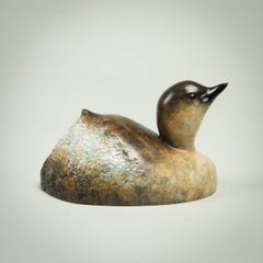 Scultura in bronzo massiccio di animali selvatici "Dab Chick" di Richard Smith