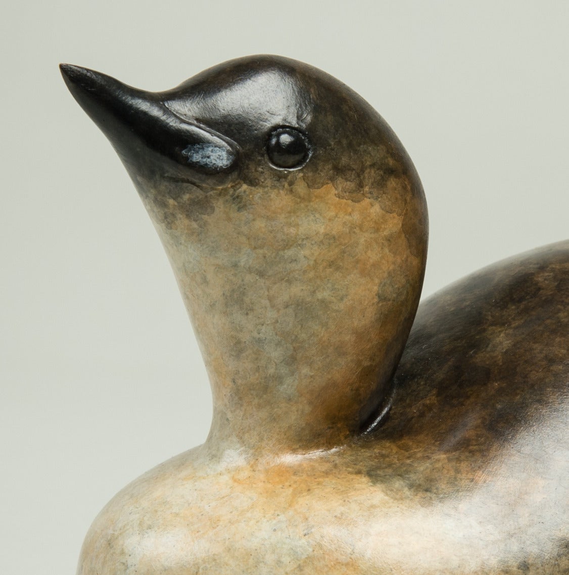 Solid Bronze Wildlife Sculpture 'Dab Chick' by Richard Smith - Gold Still-Life Sculpture by Richard Smith b.1955