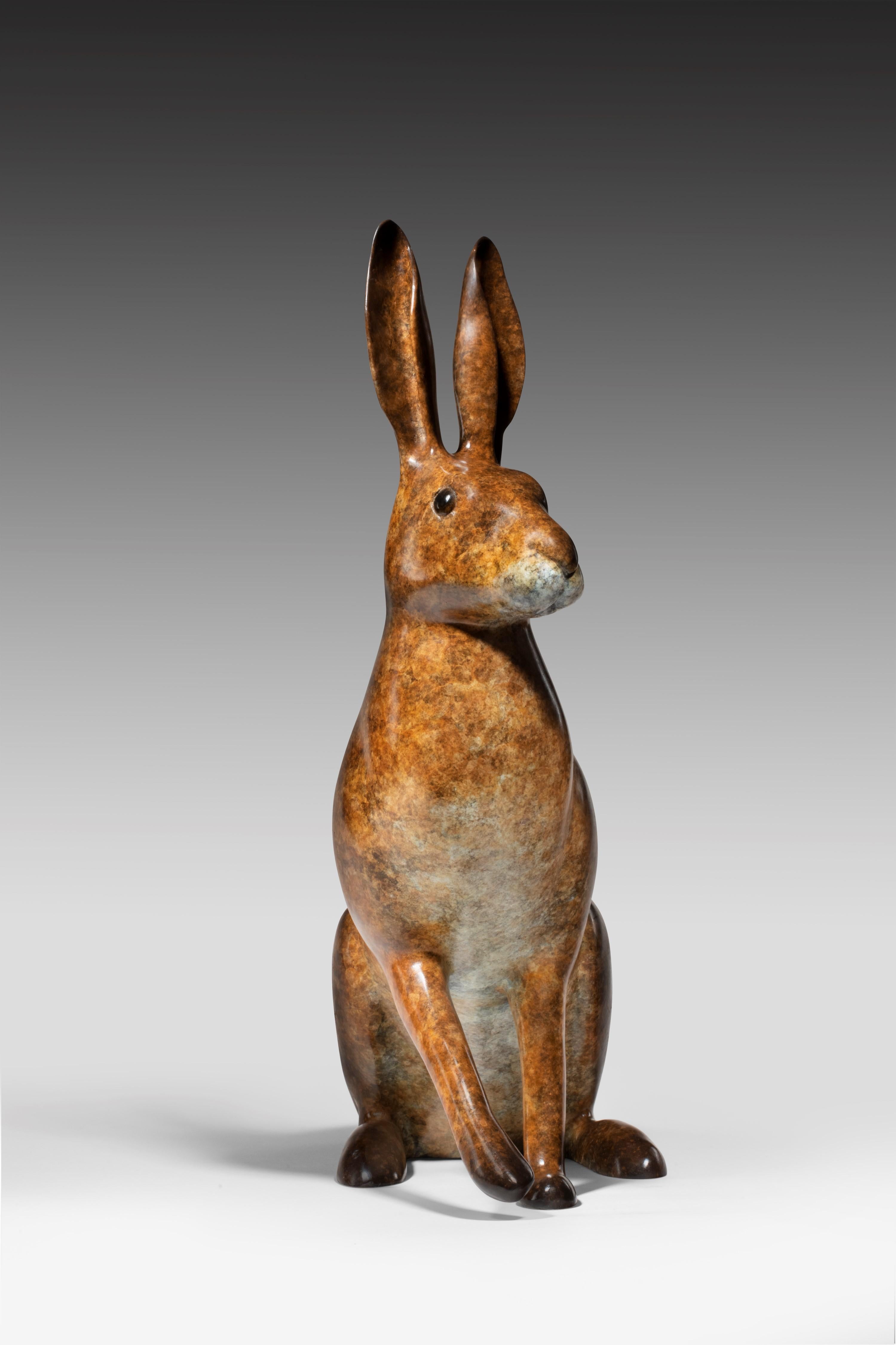 'What me?' Solid Bronze Hare Wildlife & Nature Sculpture by Richard Smith 2
