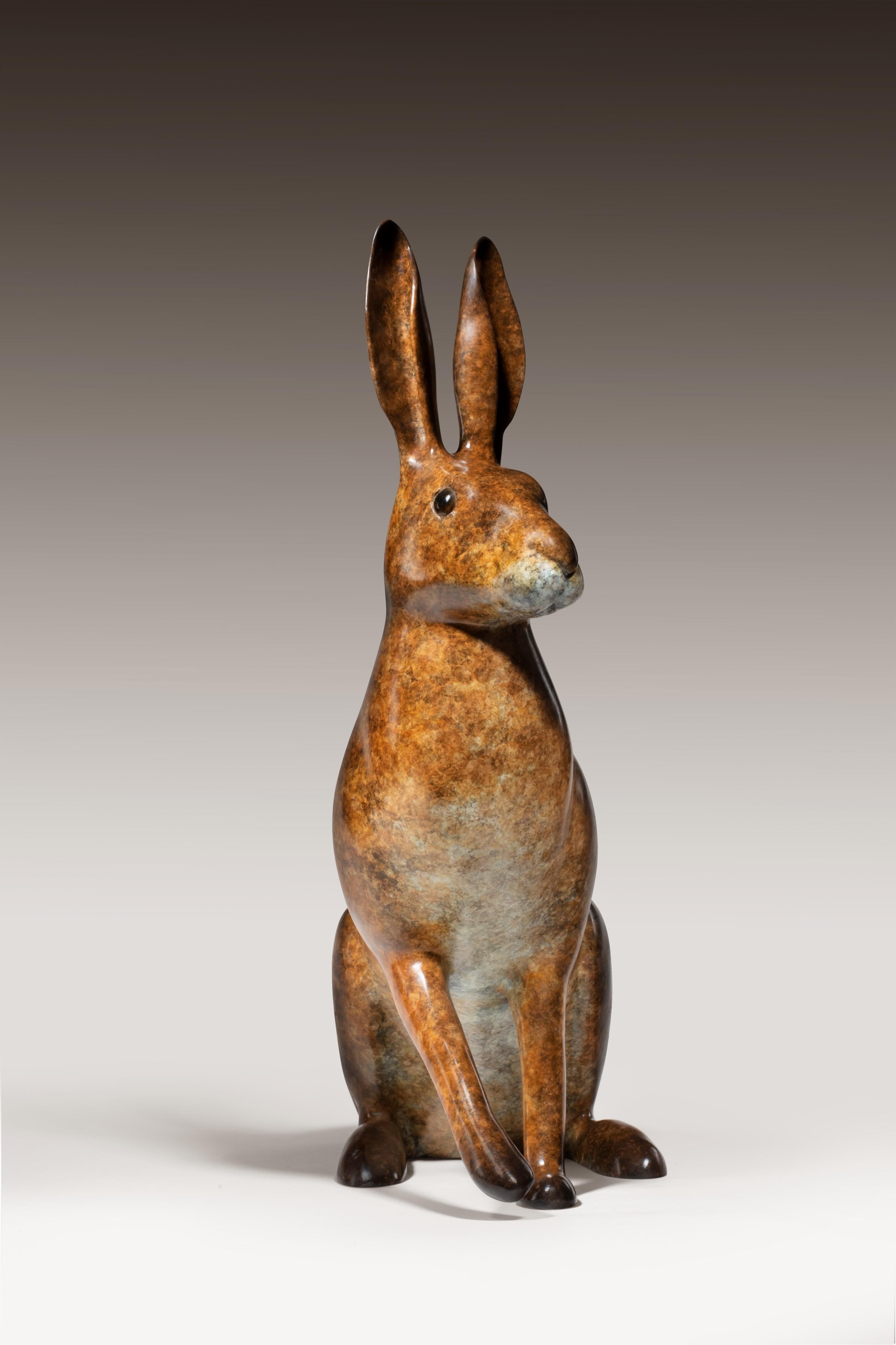 „Was ist für mich?“ Hare-Skulptur aus massiver Bronze von Richard Smith für Wildtiere und Natur im Angebot 1