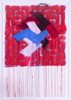 British Popart abstract work 'Interlocking abstract', Richard Smith, reds whites