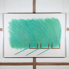 Drawing (Green with Three Tongues) Pastel on Cutout Paper by Richard Smith, 1970