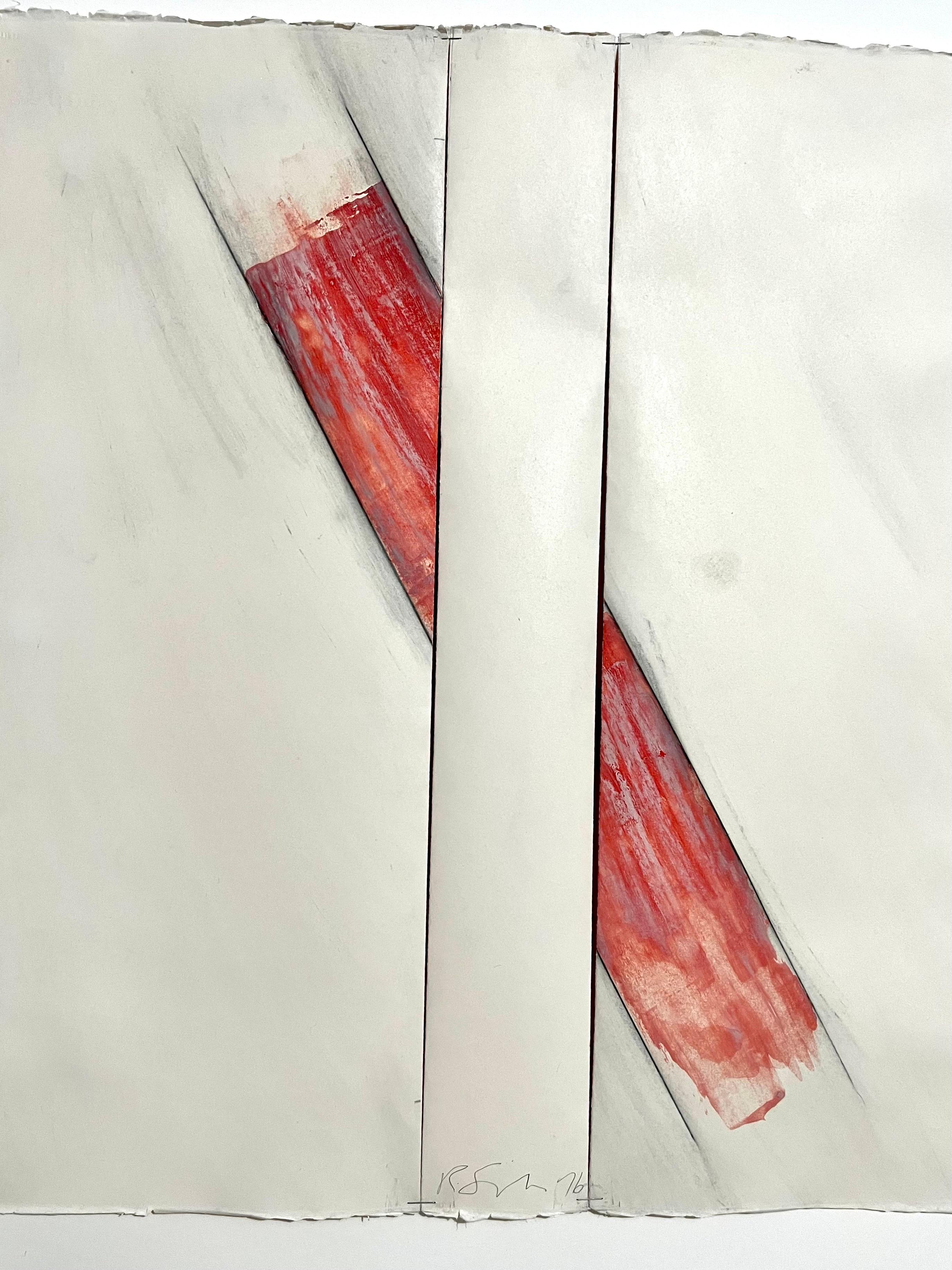 
Richard Smith, britannique (1931-2016)
Sans titre (composition abstraite) (1976)
Gouache, crayon, fusain et agrafes métalliques sur papier Arches
Signé à la main en bas au centre
feuille : 22 x 22 pouces
dimensions du cadre : 32 3/4 x 31 3/4 x 1