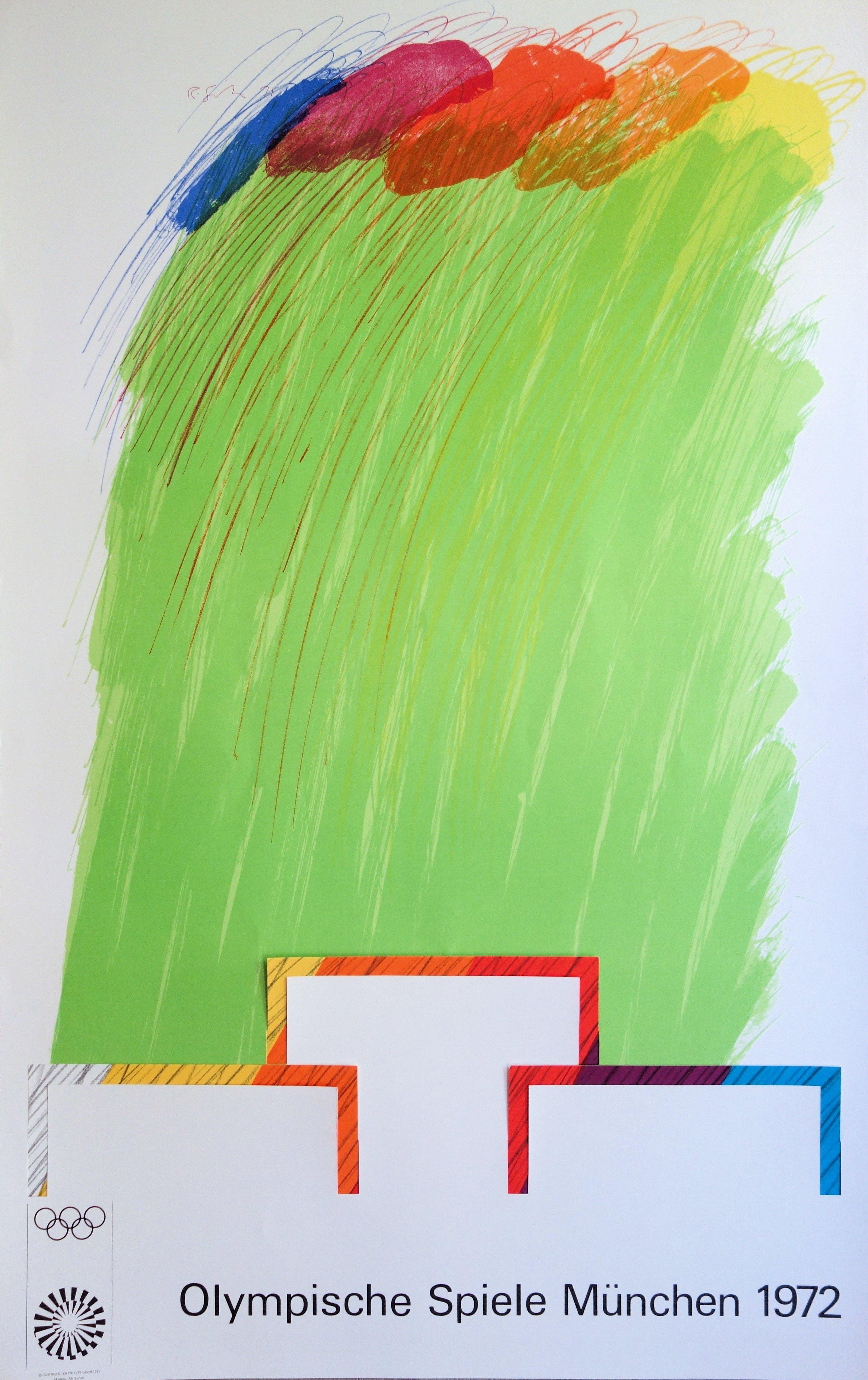 Richard Smith Abstract Print - Colors on Podium - Lithograph (Olympic Games Munich 1972)