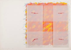 Florentino 2, Impresión abstracta amarilla y naranja sobre blanco con técnica mixta, 1973