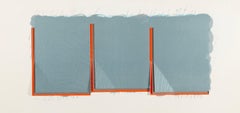 Horizon II (Grey and Orange) - 20th Century Minimalist Abstract Lithograph Print